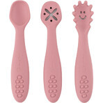 Petite&Mars Set de cuillères d'apprentissage en silicone Take&Match Dusty Rose 6m+ 3 pcs