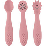 Petite&Mars Set of silicone training spoons Take&Match Dusty Rose 6m+ 3 pcs