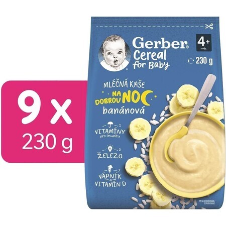 Gerber Latte Cereali Avena Porridge Banana Buonanotte 9 x 230 g