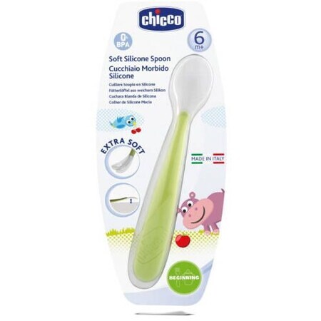 Zachte siliconen lepel Chicco 6m+ groen