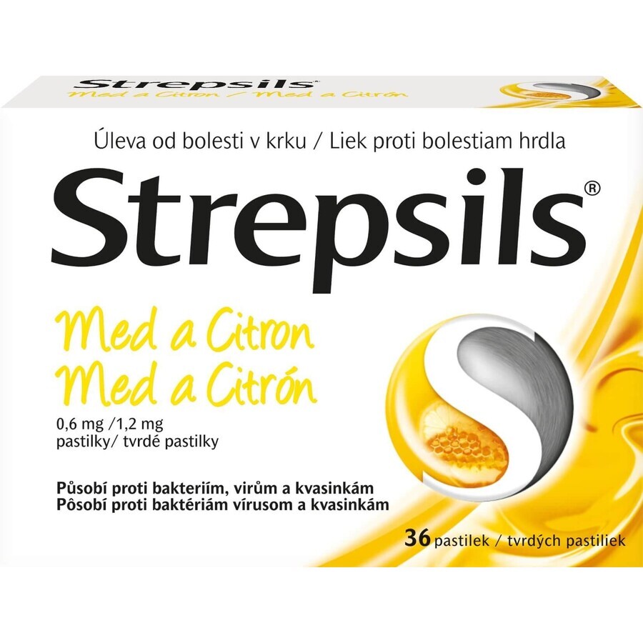 Strepsils Honig und Zitrone Lutschtabletten 36 Lutschtabletten