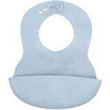 BabyOno Soft plastic bib with pocket BPA free blue 6m+