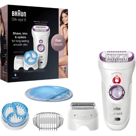 Braun Silk-épil 9, Epilator, 4 opzetstukken, etui, koelhandschoenen, 9-735