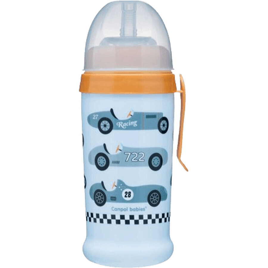 Canpol Baby Sports Bottle with silicone straw Cars light blue 350 ml 350 ml