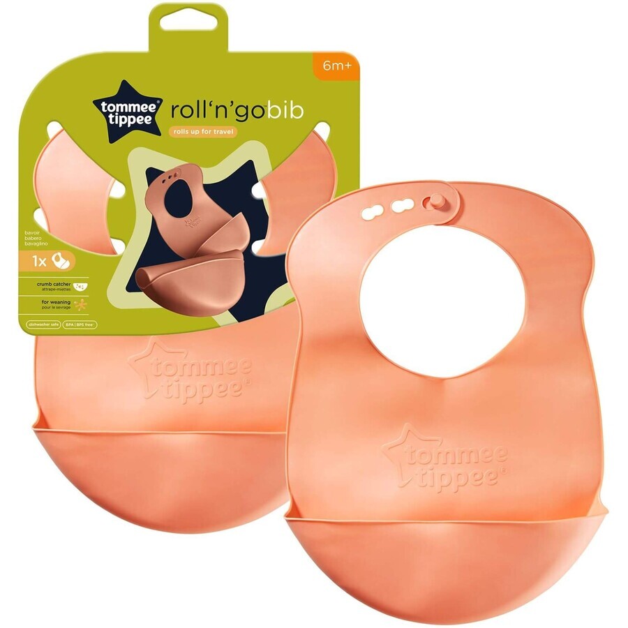 Tommee Tippee baby bib, 6m+, green or orange