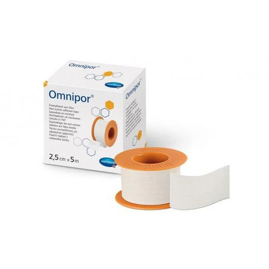 Hartmann OMNIPOR red de fijación no tejida blanca 2,5cm x 5m