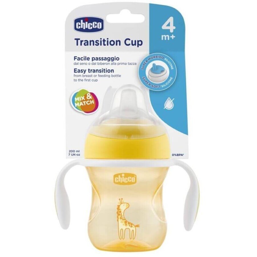 Chicco Transition Lerntasse mit Griffen, gelb, 4m+ 200 ml