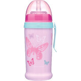 Canpol babies Sticluță sport fără vărsare cu paie din silicon Butterfly Pink 350 ml