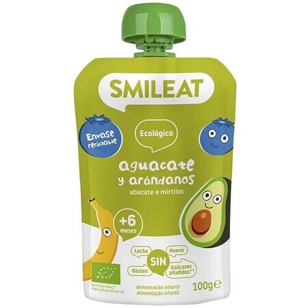 Smileat Bio Apfel, Banane, Avocado und Blaubeere Beutel 6M+ 100 g