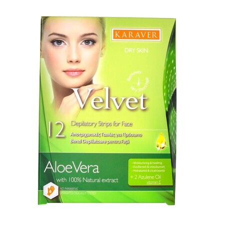 Gesichtsenthaarungsstreifen mit Aloe Vera Extrakt für trockene Haut, 12 Stück, Karaver