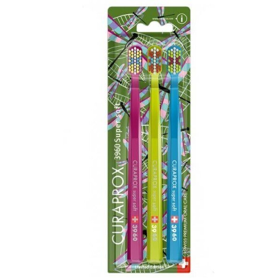 Curaprox Periuță de dinți extra moale 3960 Super Soft Dragon Fly 3 buc