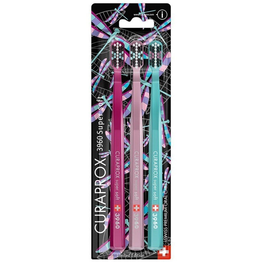 Curaprox Periuță de dinți extra moale 3960 Super Soft Dragon Fly 3 buc