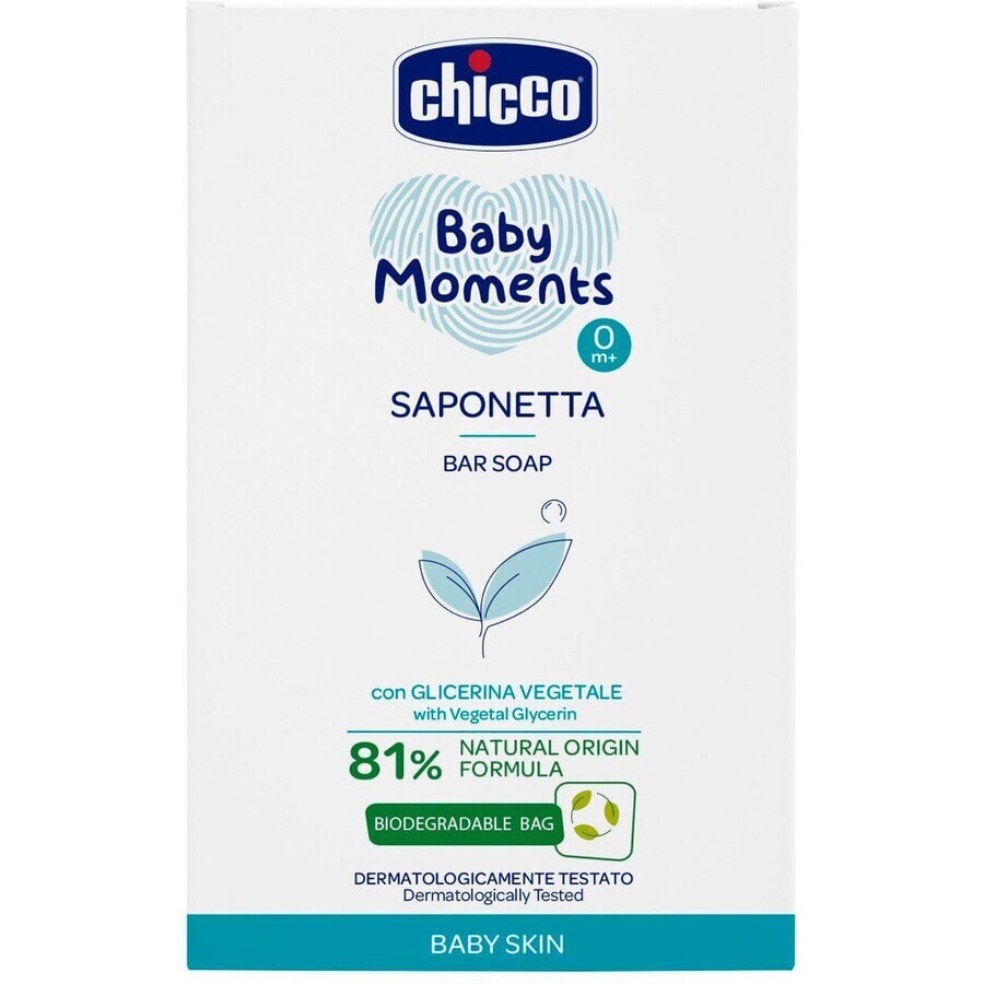 Chicco feste Handseife mit pflanzlichem Glycerin Baby Moments Baby Moments 81% natürliche Inhaltsstoffe 100 g