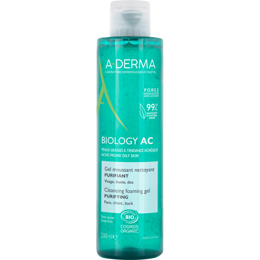 A-Derma gel nettoyant moussant pour les peaux à tendance acnéique 200 ml