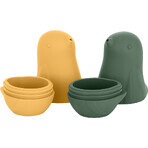 Petite&Mars Giocattoli da bagno in silicone - Uccelli d'amore Verde ocra 6m+