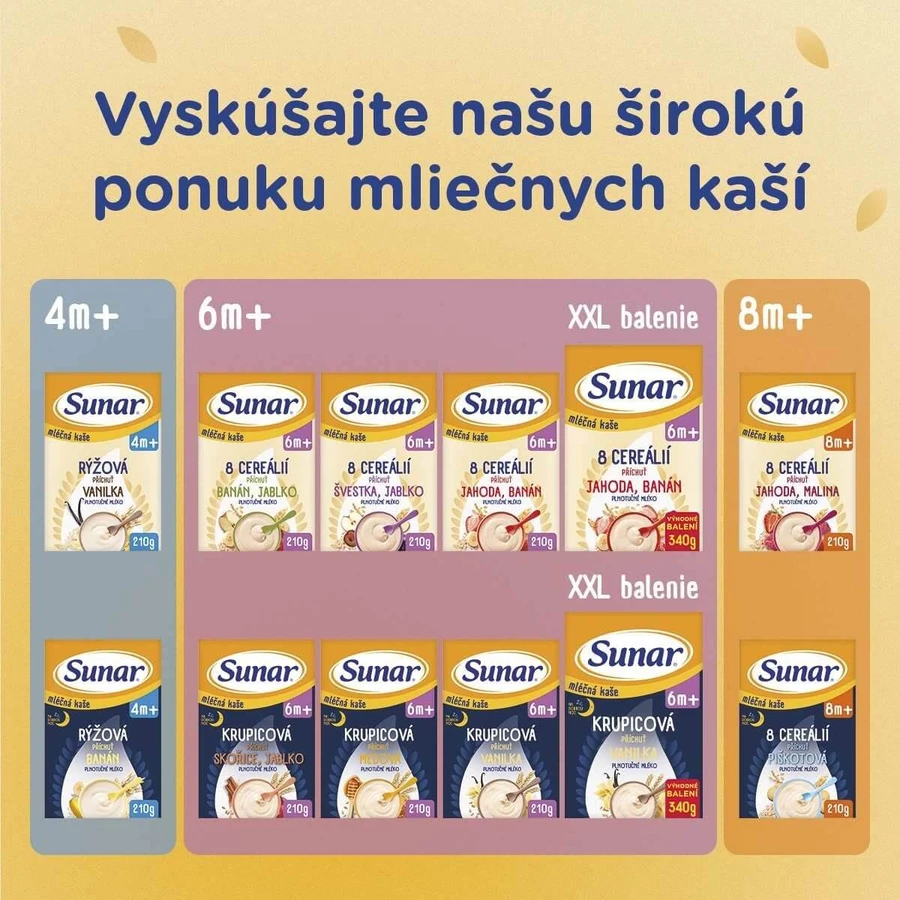 Sunar melkpap met 8 granen pruim, appel 210 g
