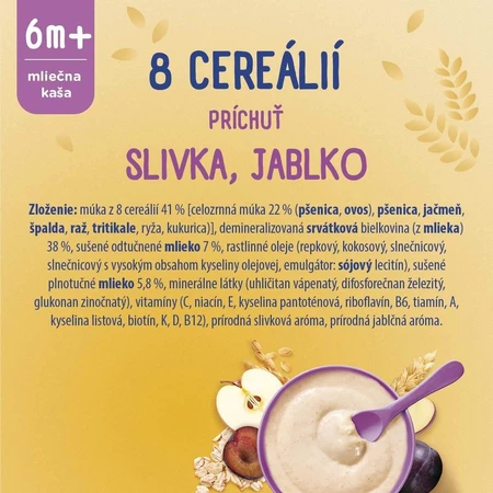 Sunar melkpap met 8 granen pruim, appel 210 g