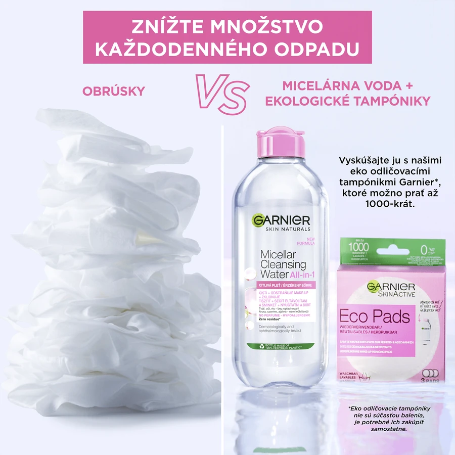 Garnier Skin Naturals 3-in-1 micellar cleansing water for sensitive skin, 400 ml