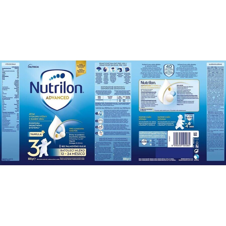 Nutrilon 3 Advanced Vanilla formula per lattanti 800 g