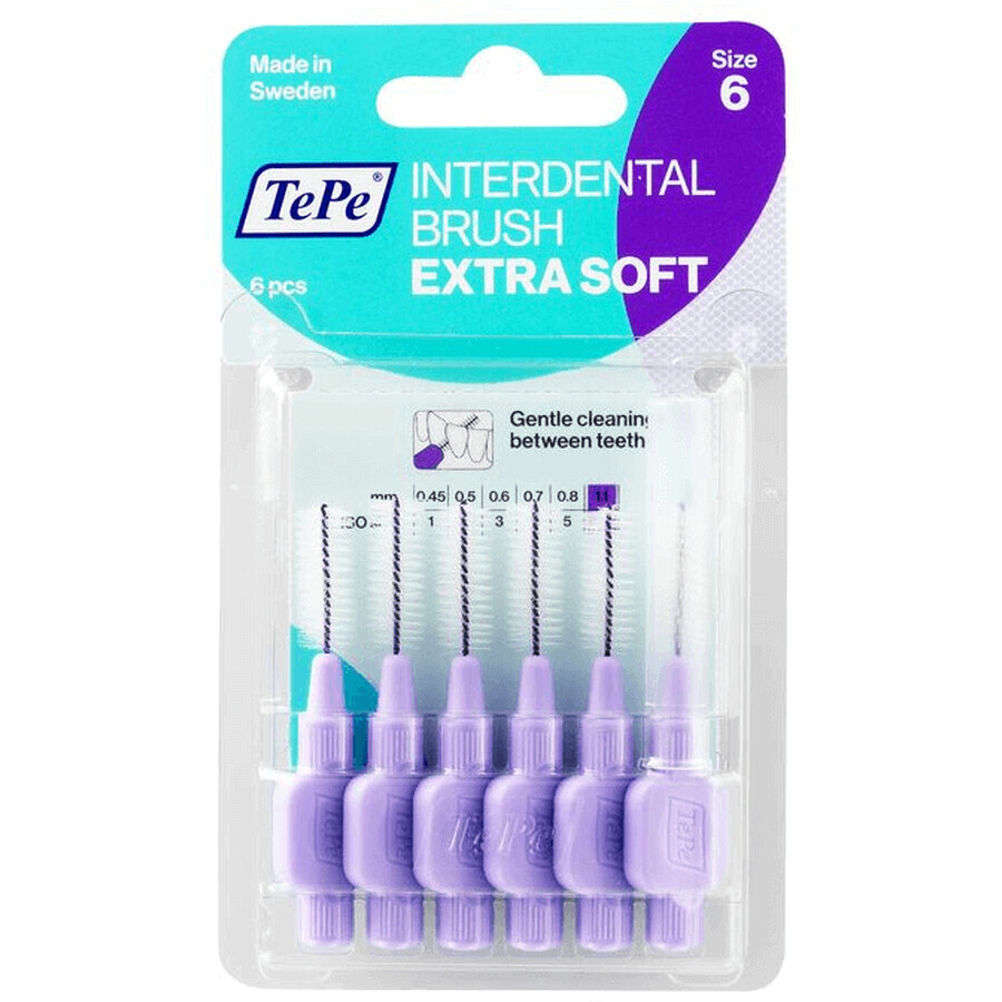 TePe Cepillos interdentales extrasuaves morado claro 1,1 mm 6 uds.