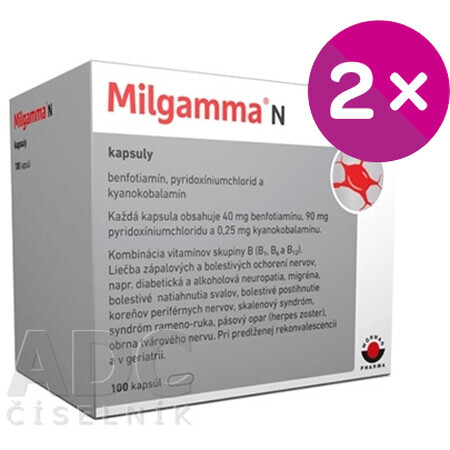 Milgamma N combinaison de vitamines triple 2 x 100 gélules