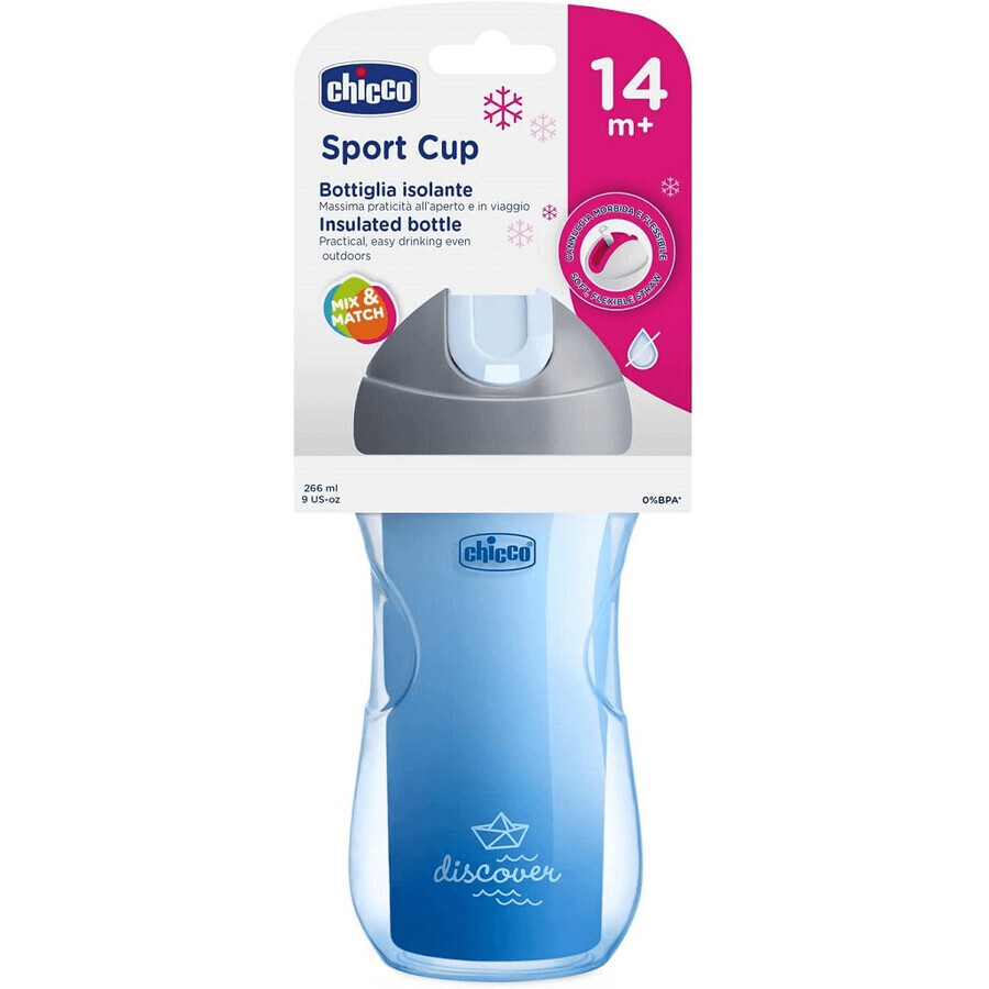 Chicco Mug Sport Thermoskanne mit Strohhalm blau 14m+ 266 ml