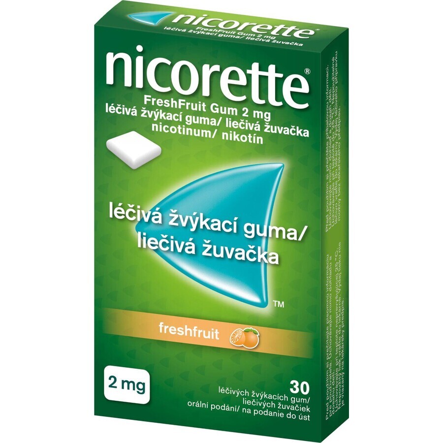 Nicorette ® FreshFruit Gum 2mg, chicle medicinal 30 unidades