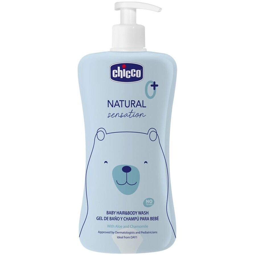 Chicco Natural Sensation haar- en lichaamsshampoo met aloë en kamille 0m+, 500 ml