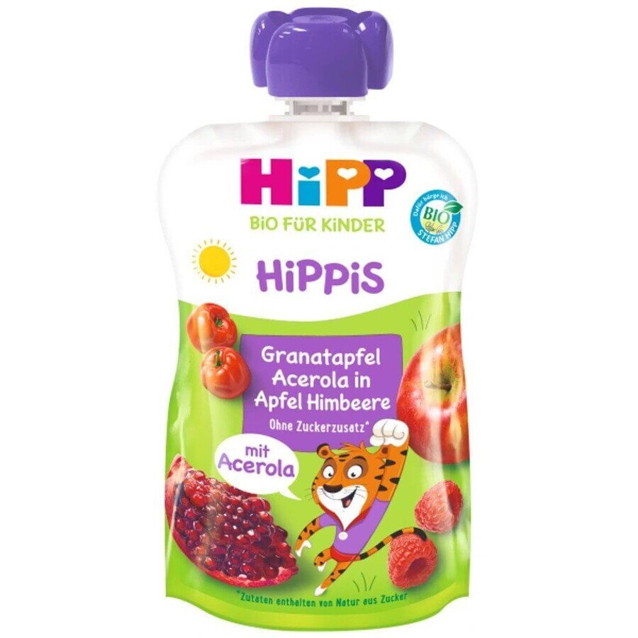 HiPP BIO Hippis 100% fructe Apple-Malina-Granate Apple-Acerola 100 g