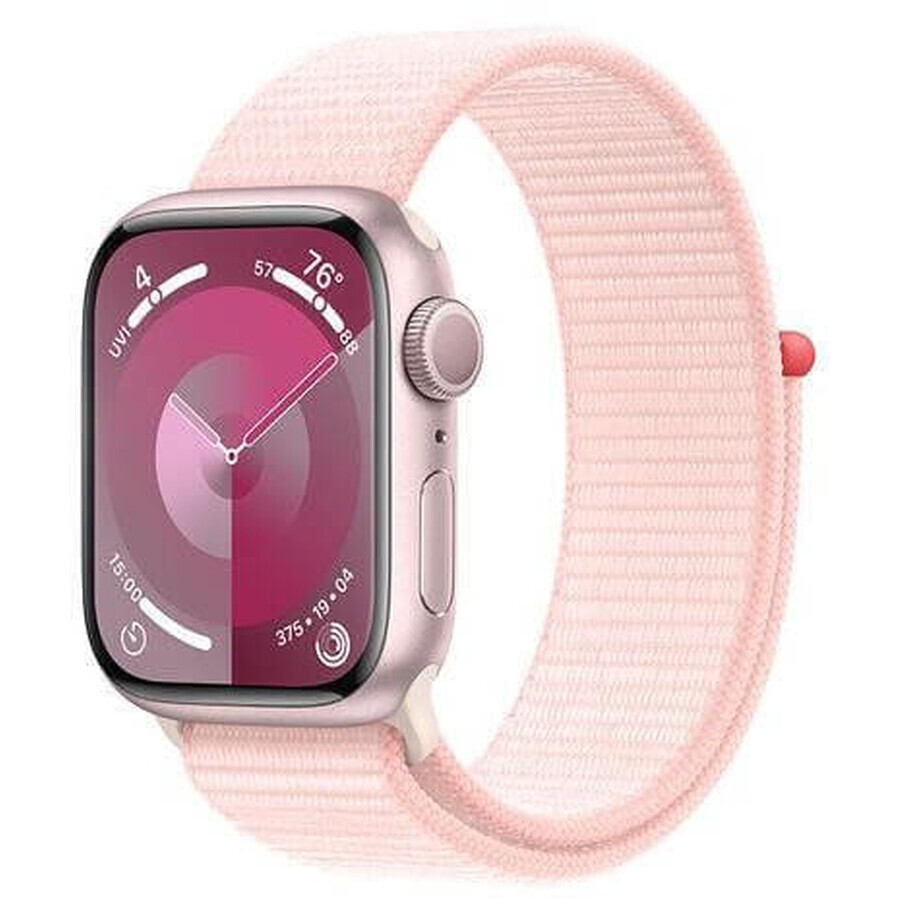 Apple Watch Series 9 GPS 41mm aluminium behuizing met sportbandje, roze