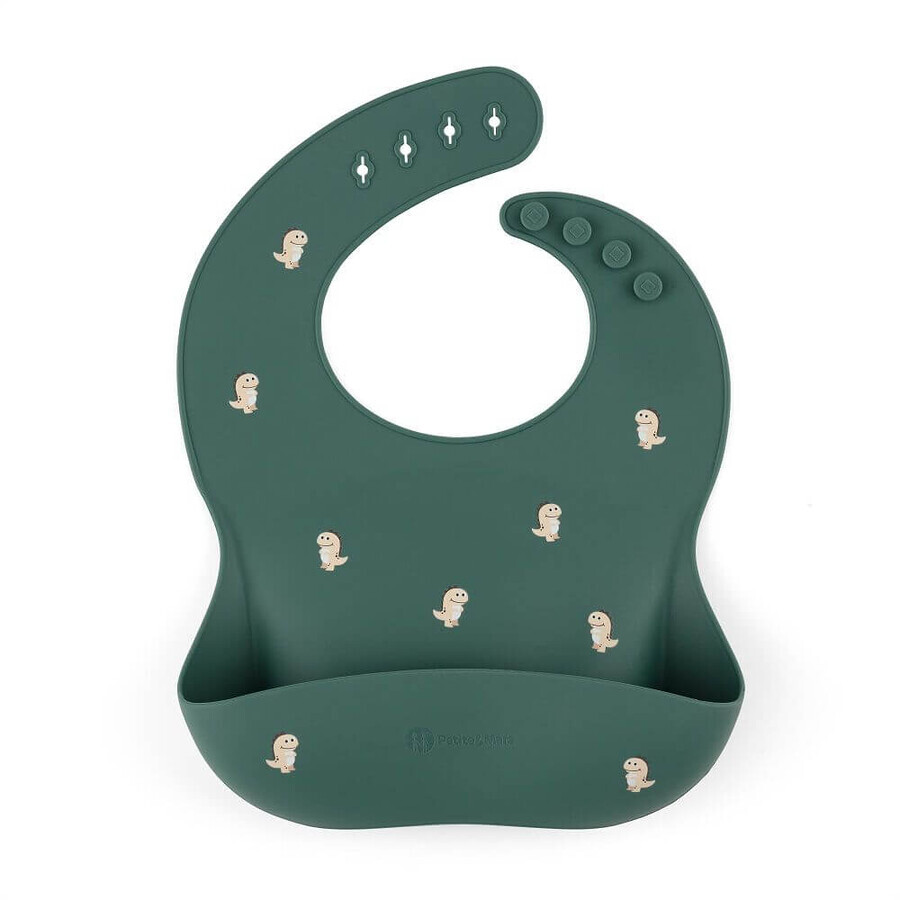 Petite&Mars Bavette en silicone Take&Match Green Dinos 6m+