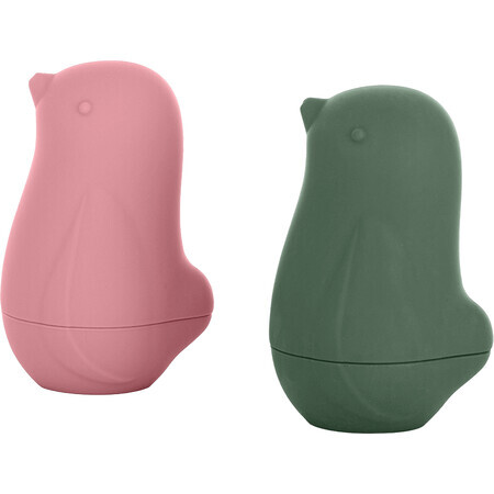 Petite&Mars Silicone bath toys - Love birds Rose Green 6m+