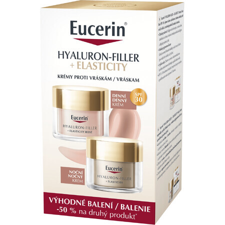 Eucerin Hyaluron-Filler + Elastizität Rosé Tagescreme SPF30 und Nachtcreme 2 x 50 ml