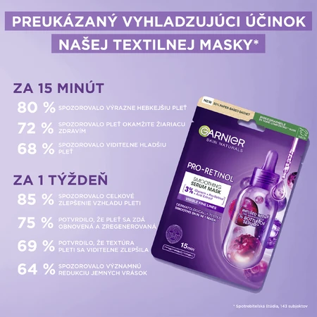 Garnier Skin Naturals Pro-retinol gladmakend stoffen masker met serum 22 g