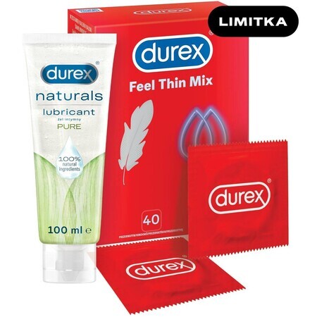 Durex SEX Feel Thin MIX 40st + gel 100 ml