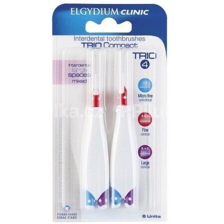 Elgydium Clinic Trio Compact - Trio de 4 brosses interdentaires dans un support 6 pcs