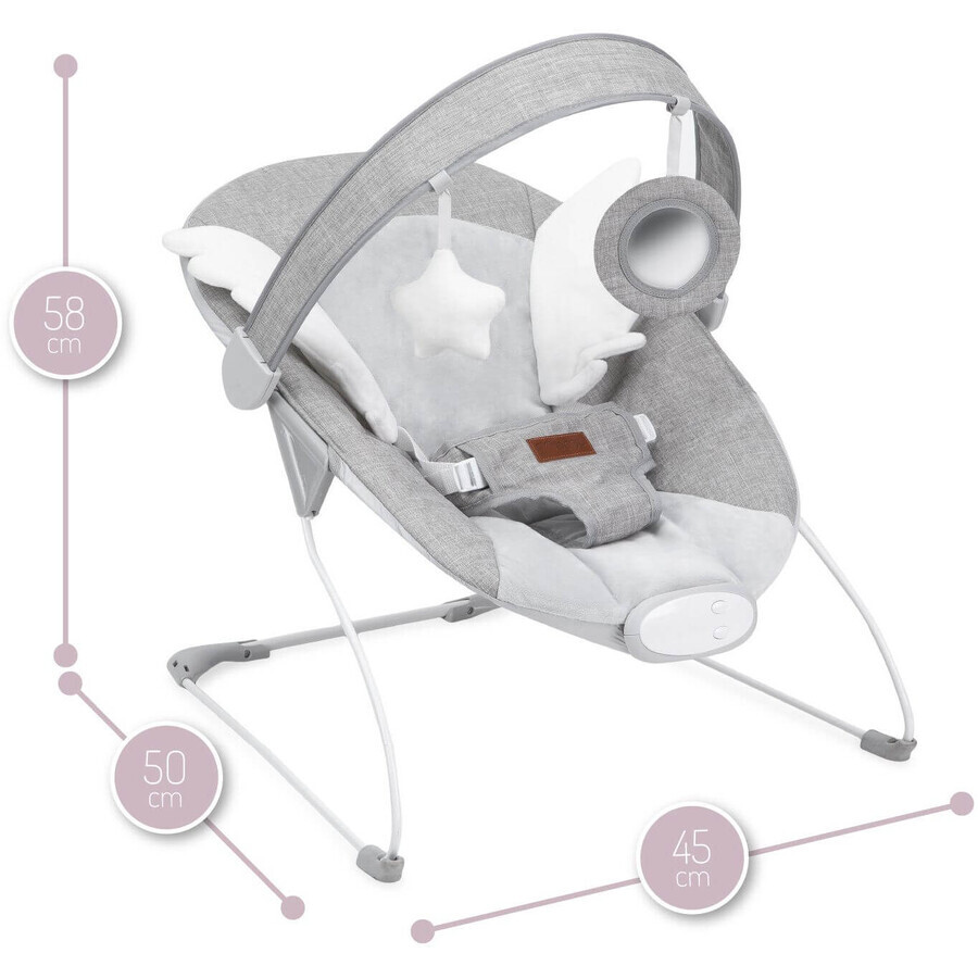 MoMi Vibrating Lounger Tuli gri cu aripi