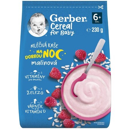 Gerber Granen Melk pap Framboos Welterusten 230 g