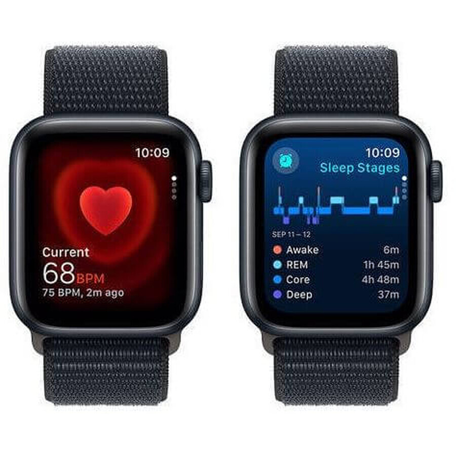 Apple Watch SE GPS 44 mm aluminium behuizing met sportlus, Midnight