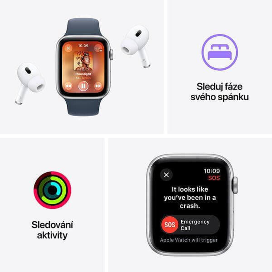 Apple Watch SE GPS 44 mm aluminium behuizing met sportlus, Midnight