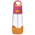 B. Dose Trinkflasche mit rosa/orangem Strohhalm 450 ml