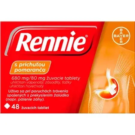 Rennie sinaasappelsmaak 48 tabletten 48 tabletten