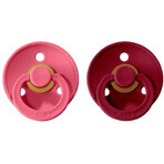 BIBS Colour natural rubber soothers, size 2, Coral/Ruby 2 pcs