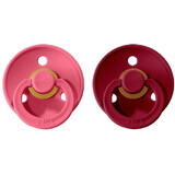 BIBS Colour natural rubber soothers, size 2, Coral/Ruby 2 pcs