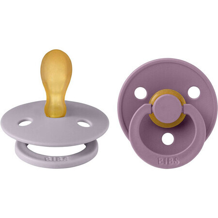 BIBS Symmetrical colored natural rubber colored pacifiers size 2, Fossil Grey / Mauve 2 pcs