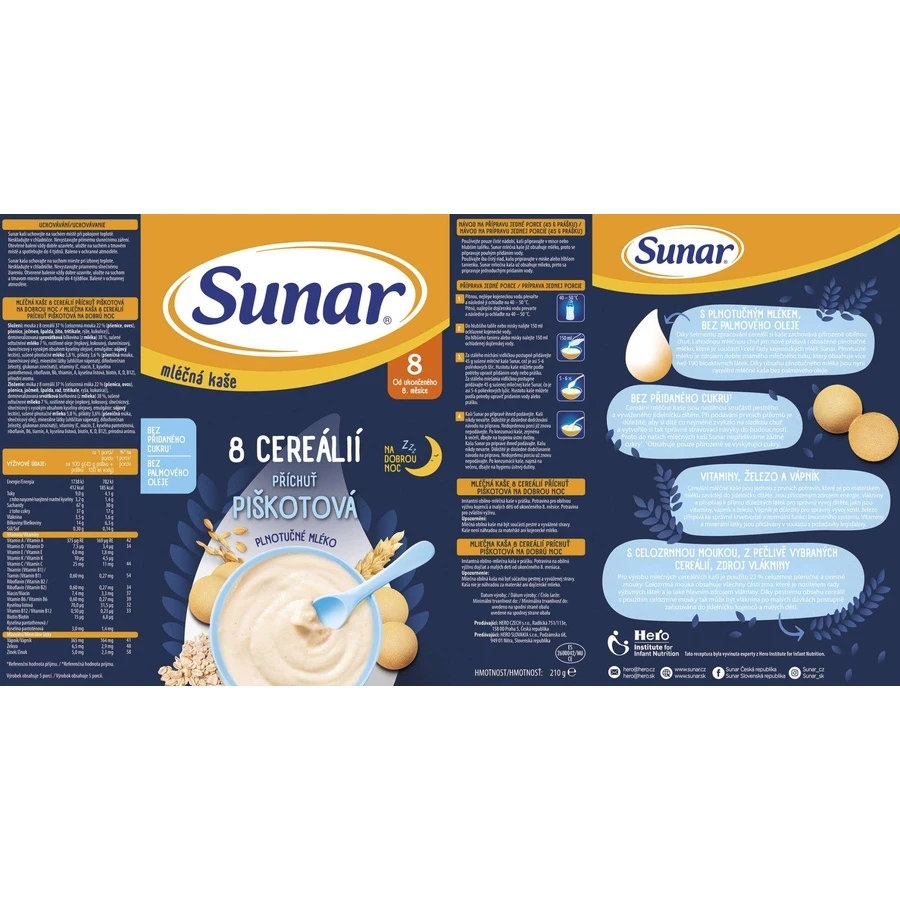 Sunar Brei mit 8 Getreidesorten für einen guten Schlaf Keks 210 g