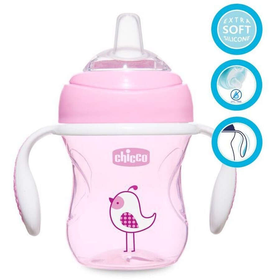 Chicco CHICCO CHICCO Transition Learning Becher mit Griffen 200 ml rosa 4m+