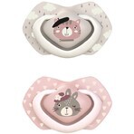 Canpol Babys BONJOUR PARIS symmetrische Silikon Schnuller Set rosa 6-18m 2 Stück