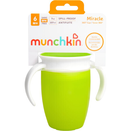 Munchkin Junior 360° Vaso para sorber no vertedor 12m+, verde 207ml