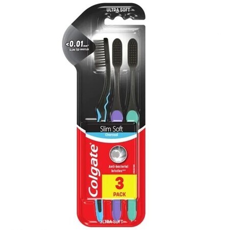 Zahnbürste Colgate Slim Soft Charcoal trio 3 Stück